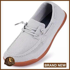 Wide Toe Box Zero-Drop Loafers, Breathable Knit, Elastic Laces, Casual Boat